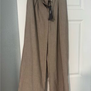 bohme Taupe Wide-Leg Linen Blend Pants